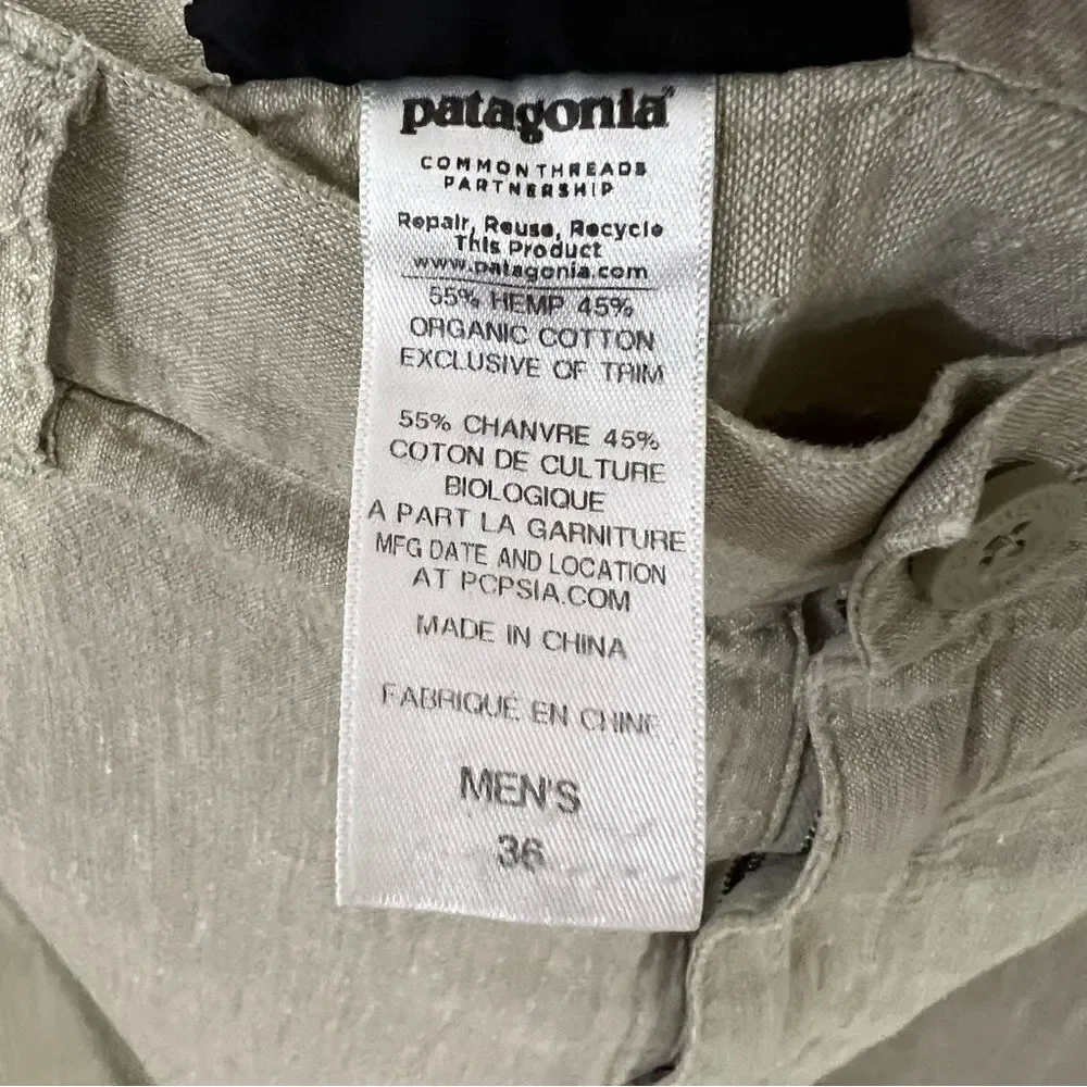 Patagonia Men’s Back Step Hemp & Organic Cotton Size 36